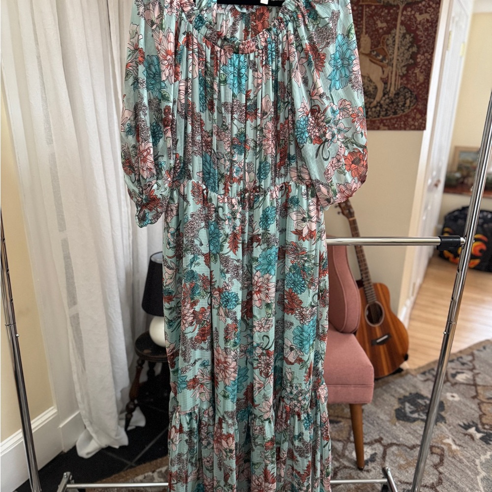 Unique Vintage Floral Off-Shoulder Maxi Dress - Picture 3 of 7